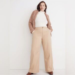 Madewell Wide-Leg High-Rise Pants Size 6 Beige NWT Cotton Lyocell
